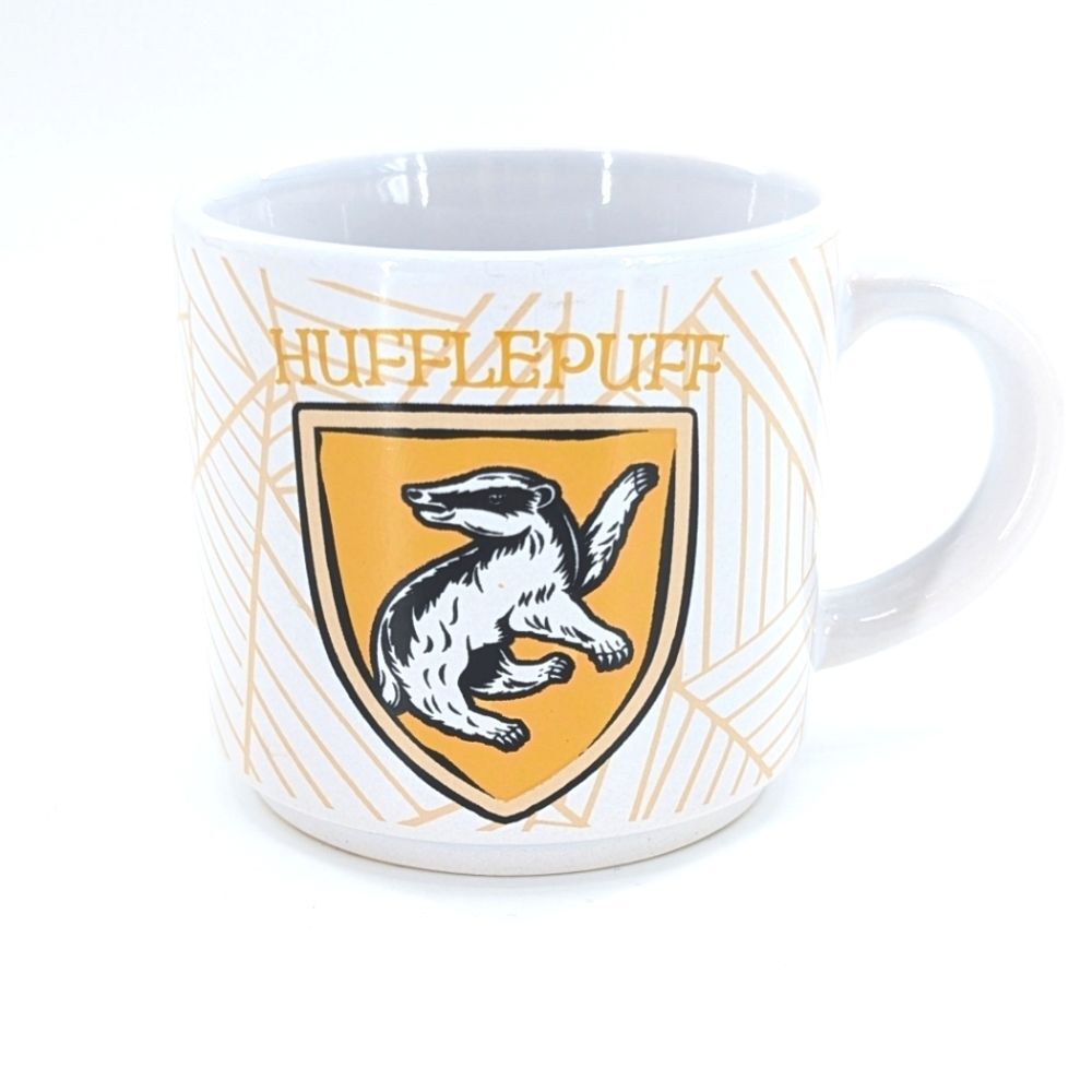 Harry Potter Hufflepuff Ceramic White Yellow Crest Coffee Cup Mug 10 Oz.